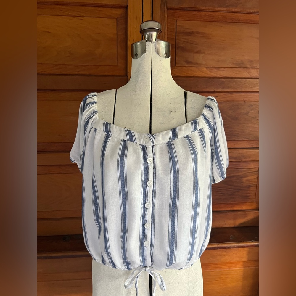 Hollister Off the Shoulder Striped Blouse